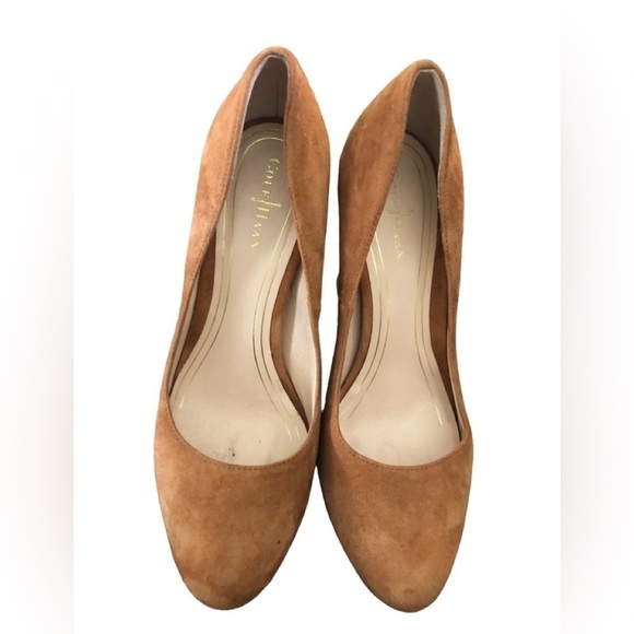 Cole Haan Chelsea Suede Womens Size 6B Pumps Heels Shoes CAMELLO 4” Chunky Heel - Picture 5 of 11